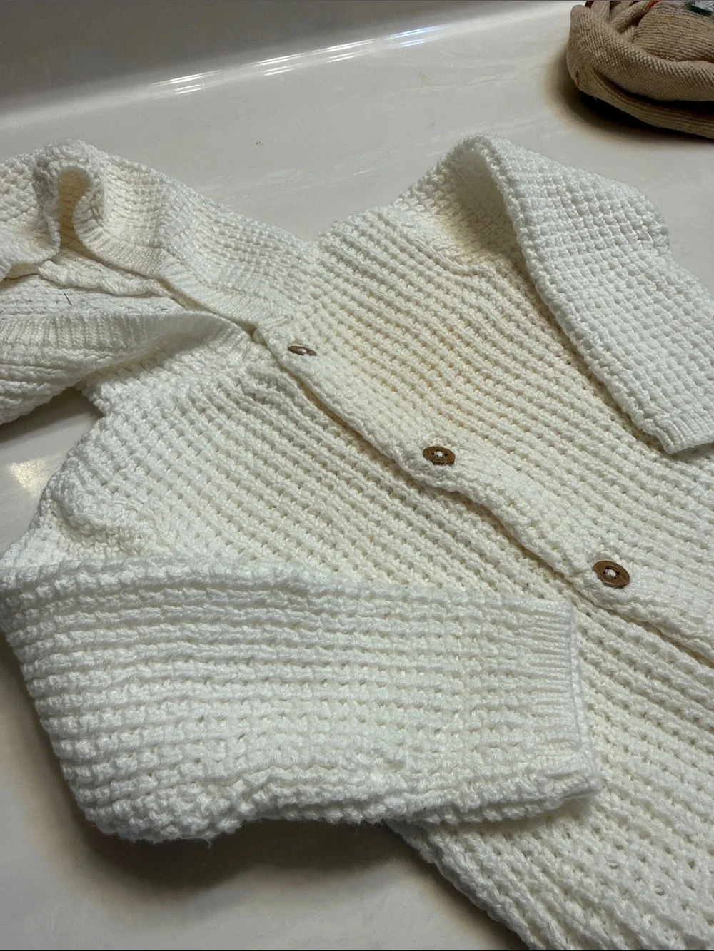 Carter's Cream Knit Hooded Cardigan with Pom Accents